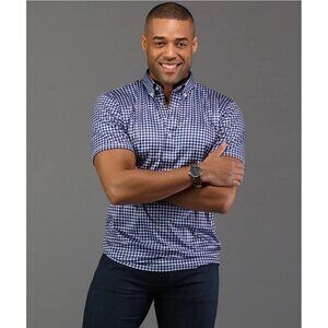 NWOT Collars and Co Oxford Button Down Collar Polo Navy Gingham 3XL